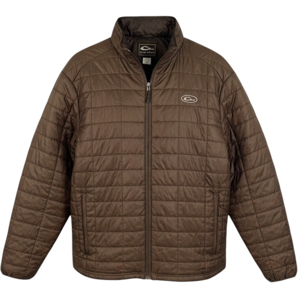 DRAKE Waterfowl Jacket 3XL Brown EUC Quilted Lightweight Full Zip Puffer P65